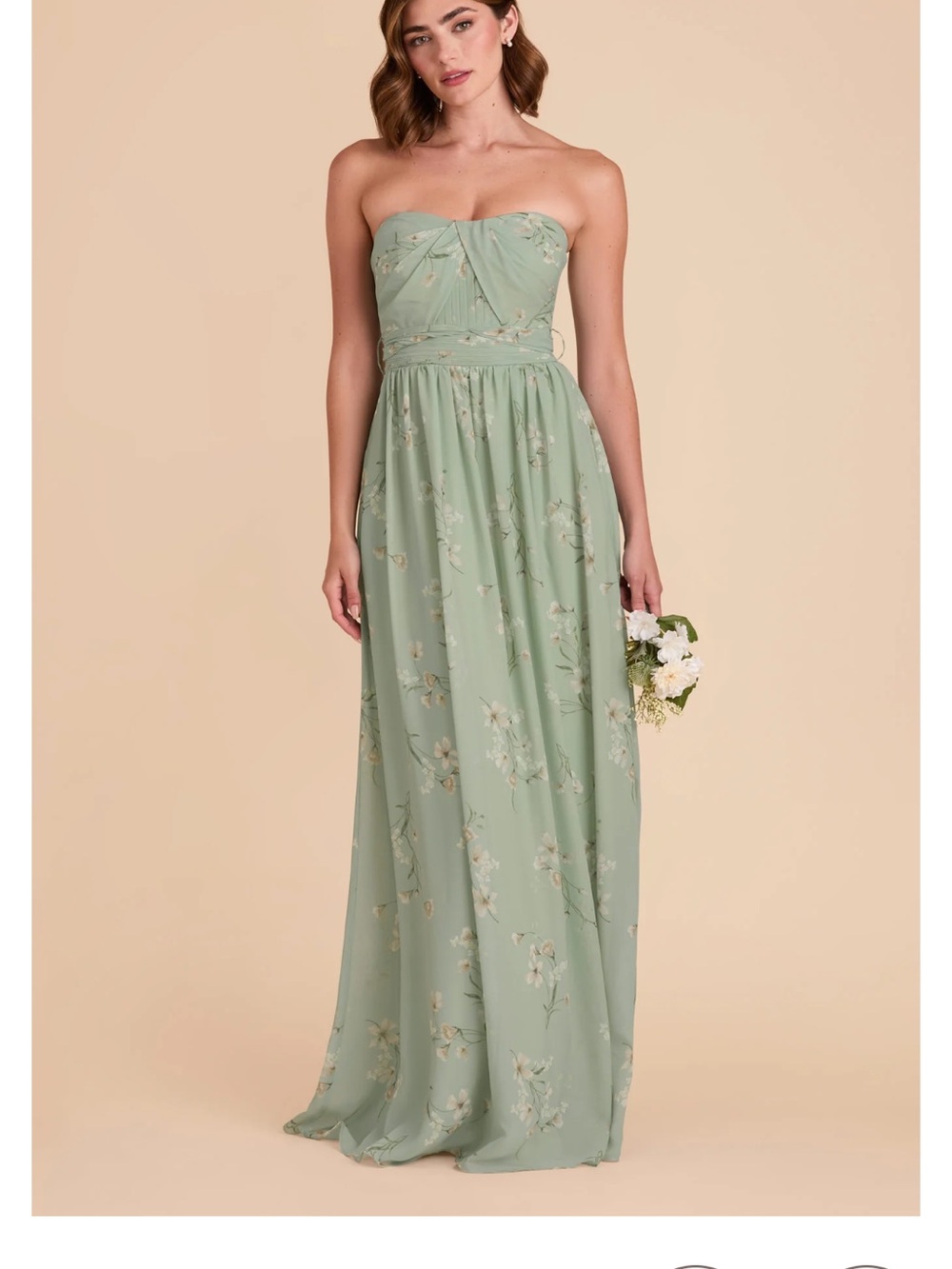 Birdy Grey Strapless Sage Green Floral Maxi Dress